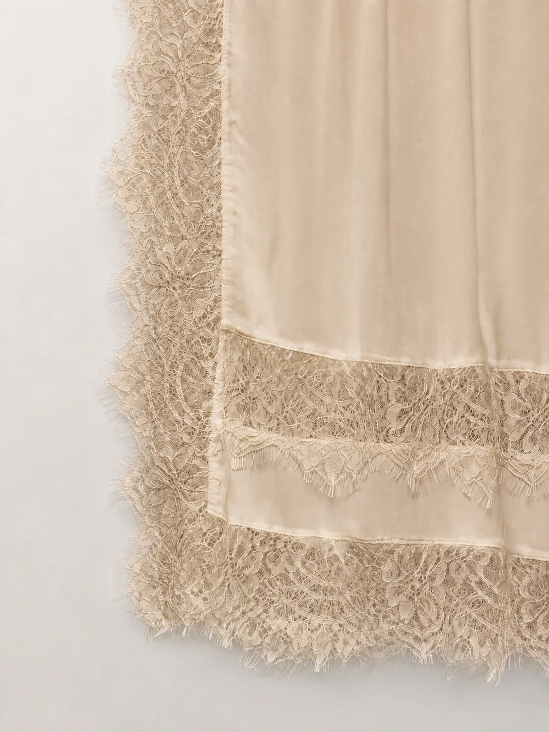 Lace Edge shown as a finished hijab, hanging