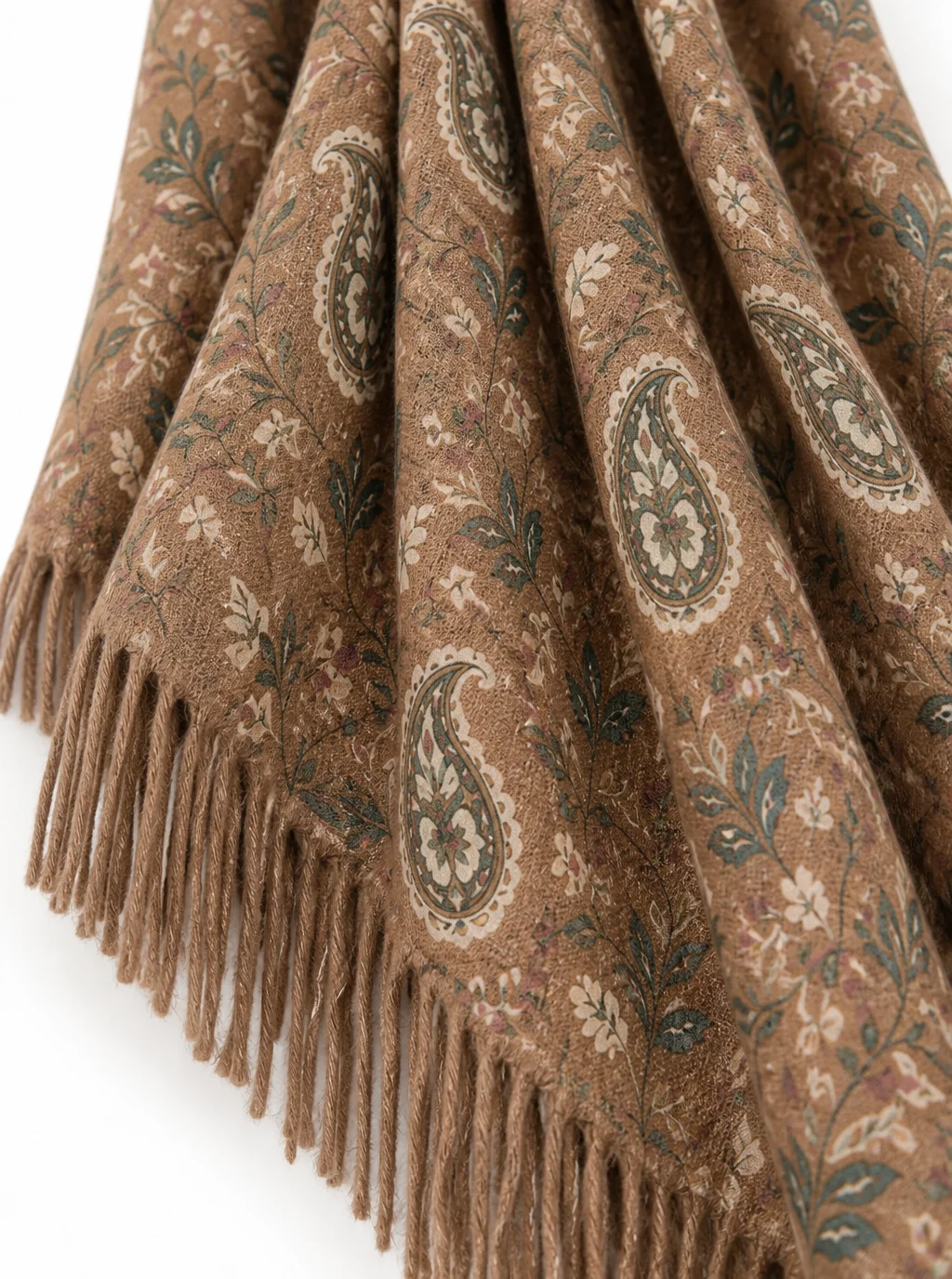 Cashmere-Like Print shown as a finished hijab, hanging
