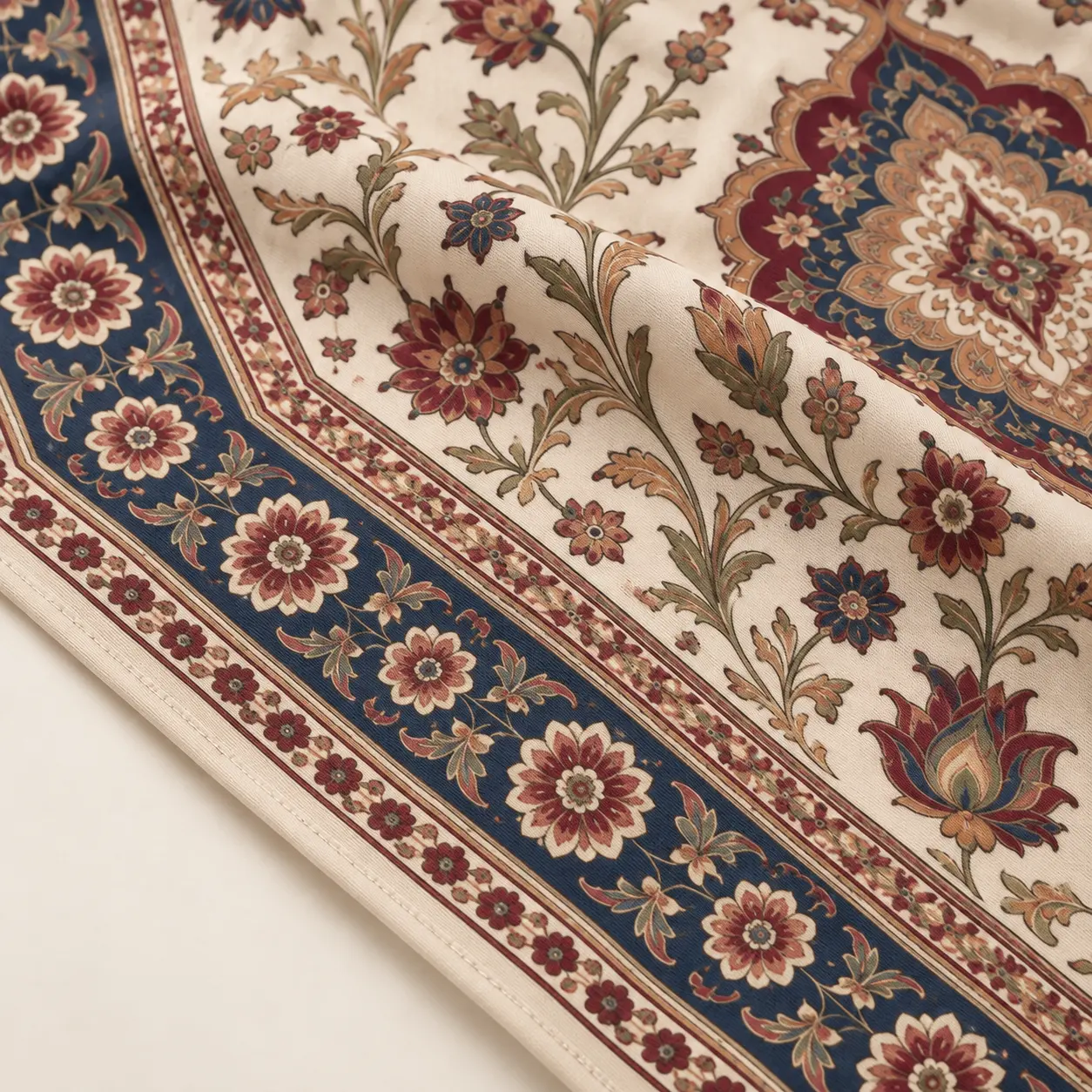 Carpet Print Triangle Jersey shown as a finished hijab, hanging