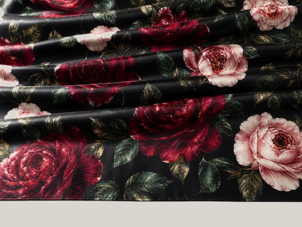 Silk-Like Print shown as a finished hijab, hanging