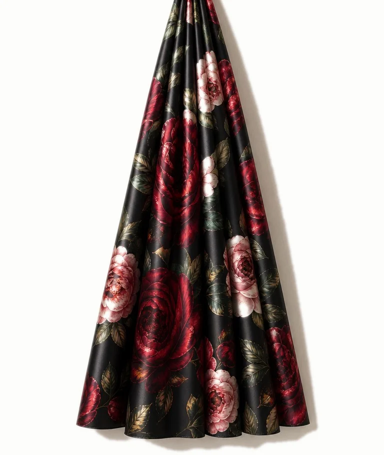 Macro detail of Silk-Like Print fabric